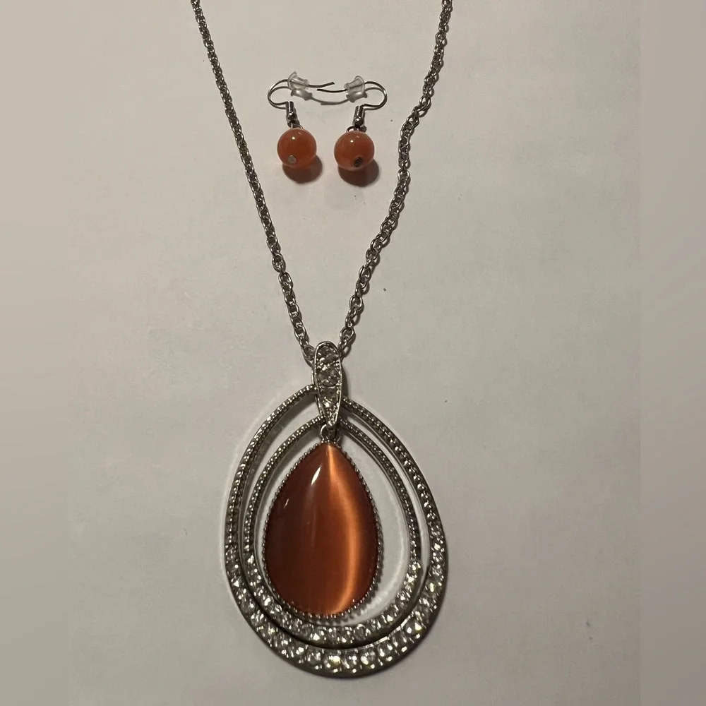 Oval orange cats eye glass set - Picture 5 of 8